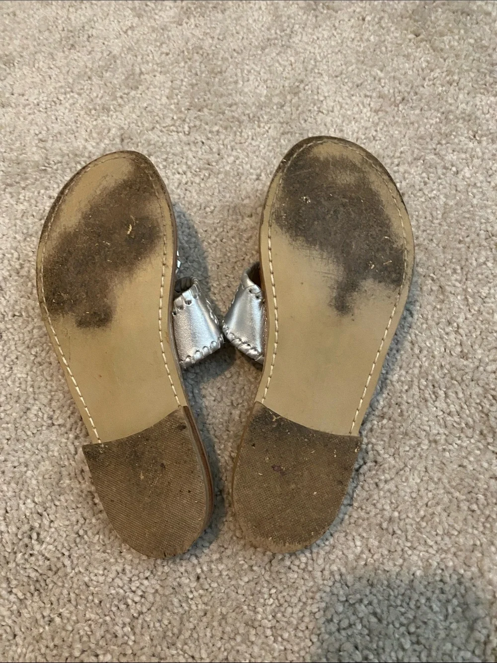 Jack Rogers Silver Leather Millie Sandals - Metallic Slide